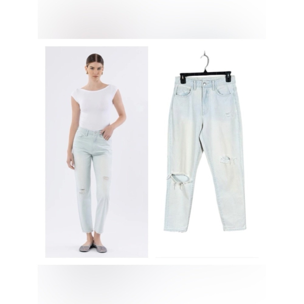 Flying‎ Monkey Womens Super High Rise Mom Jeans Size 26 Edgy Distressed Faded